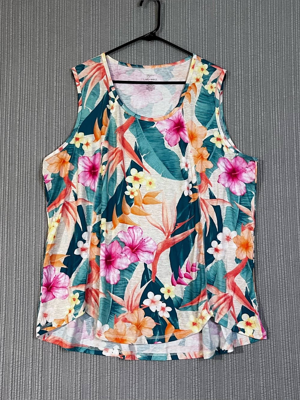 Active Live Well Tropical Floral Sleeveless Tank Top Womens Sz 22-24 (3X) Yoga